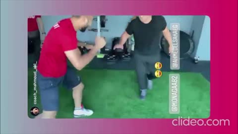 Ahmed ELSaka competing with his trainer at the gym