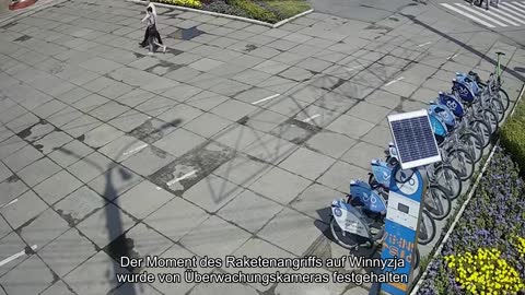 The moment of the missile strike on Vinnytsia was captured on surveillance cameras
