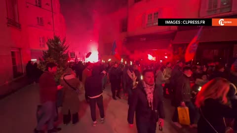 Torchlight march by French nationalists in Paris.