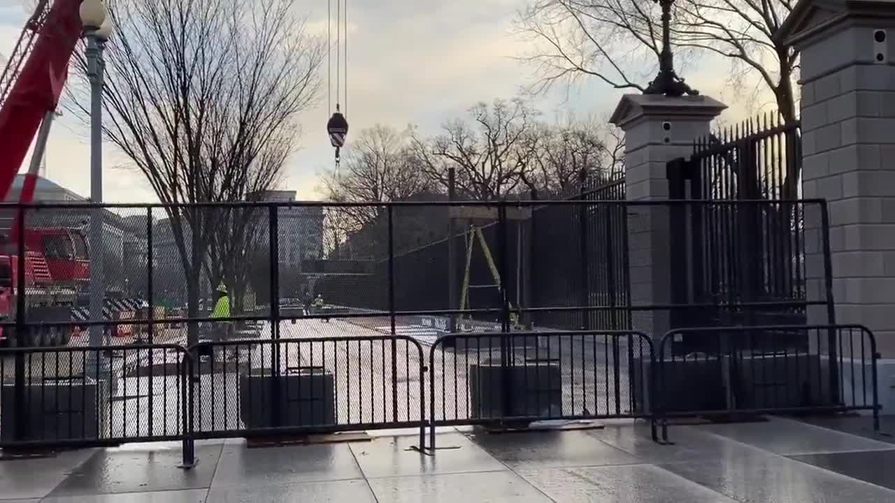 NEW - Inaugural parade viewing stands were taken down.