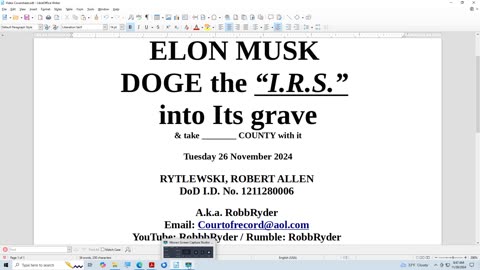 ELON MUSK -- DOGE the "I. R. S." into Its grave (Along w/ _____ COUNTY