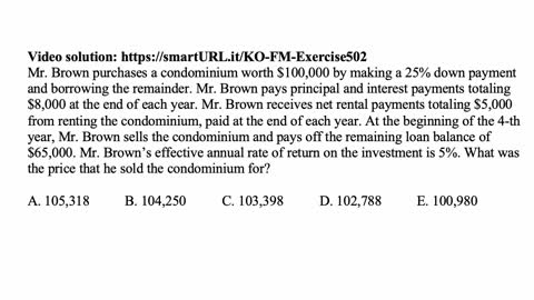 Exam FM exercise for March 20, 2022