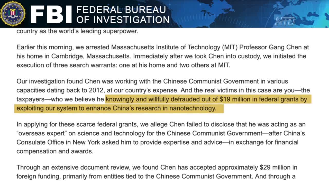 MIT Professor Arrested for Hiding China Ties