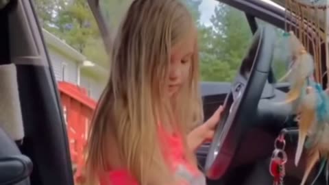 Little girl try to drive goes wrong