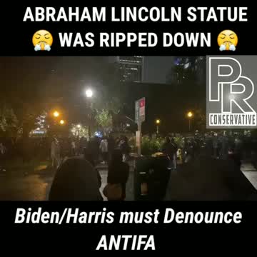 Abraham Lincoln statue toppled by ANTIFA