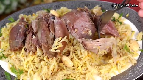 Grilled lamb shoulder in the oven moist and tender like butter with hadramout kabsa rice 🐏🐏