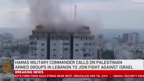 Moments Israeli airstrike hits Gaza tower block after Hamas attack