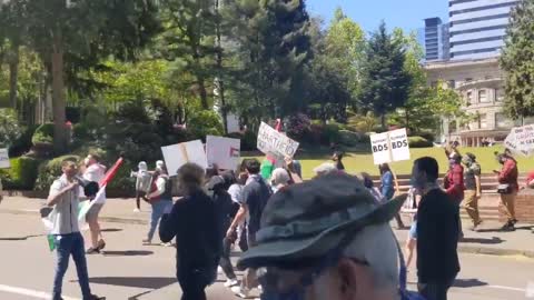 Instant "Pro-Palestine" march underway in #Portland now.