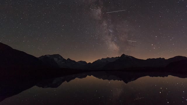 Beautiful Time Lapse Of The Night Sky With Reflections In A Lake