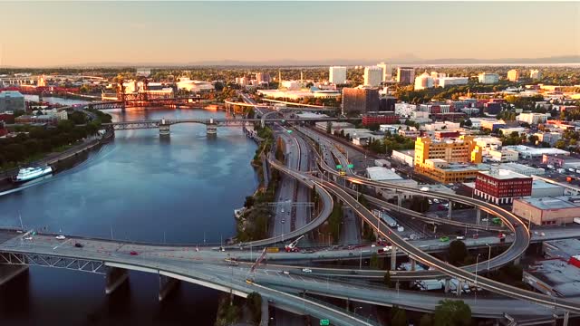 Aerial footage of the highway system