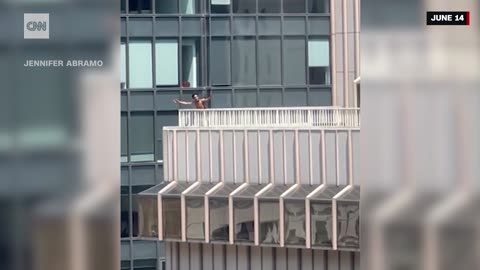 Man seen hurling furniture off NYC high-rise terrace