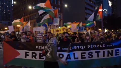 Hundreds of DNC protesters gathered outside hotel where delegates are thought to be staying