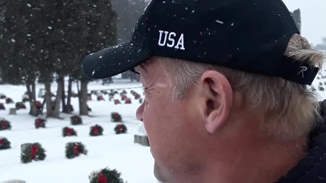 The beautiful wreaths on our Veterans grave sites. Waupaca, Wisconsin