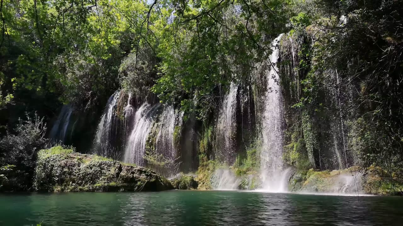 Waterfall in forest. Cascade