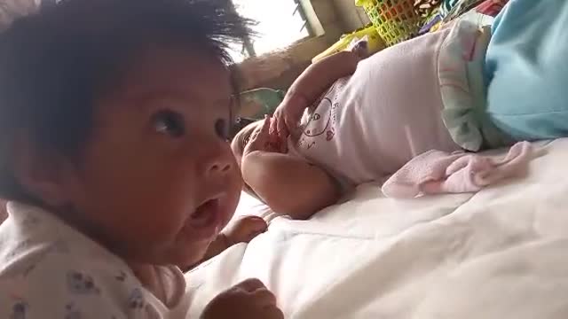 Funny 3 months old baby scolding her aunt for leaving her baby