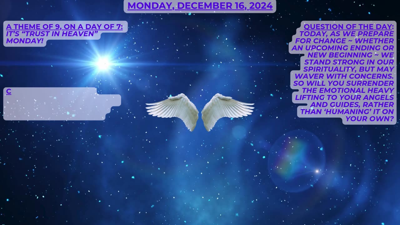 Trust in Heaven! ~ Numerology Energies for Monday, Dec. 16, 2024