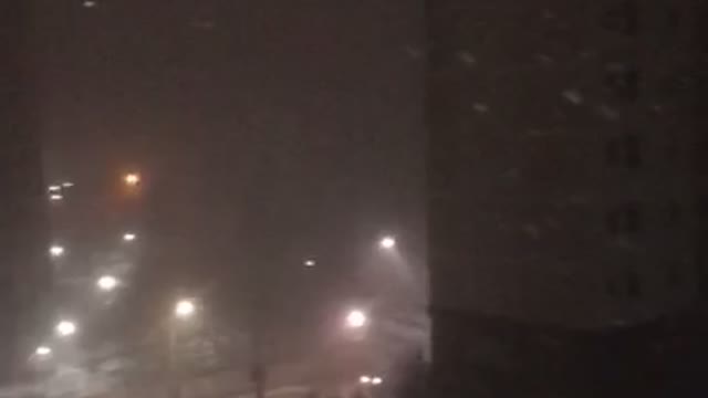 Snow at night