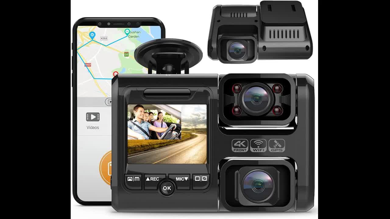 Review: Dash Cam, 64GB SD Card Included, 1080P FHD Built-in GPS Wi-Fi , Front and Inside Car Ca...