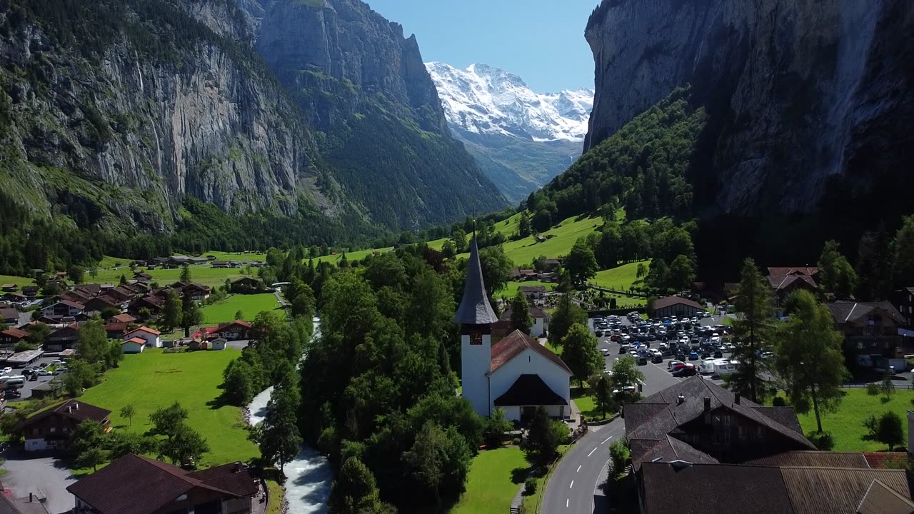 Drone Footage of a Valley Twon