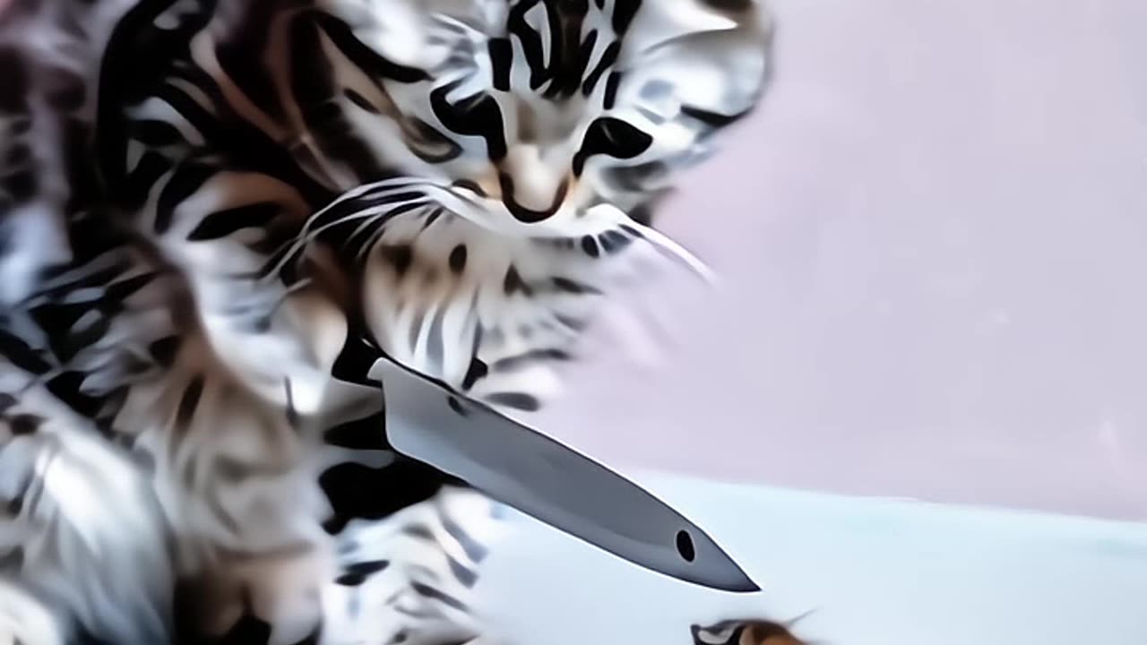 Cat used knife to kill mouse🤣 || Reaction😍2024