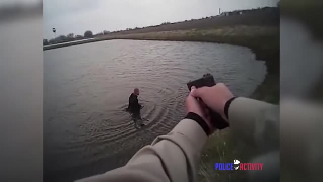 Bodycam Shows Police Chase Ends With Suspect Into Sewage Pond