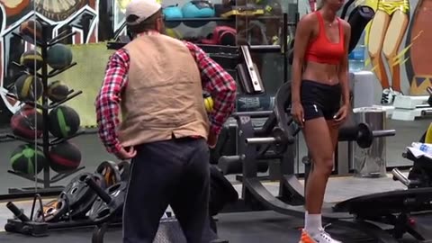 They were surprised to see Grandpa in Gym