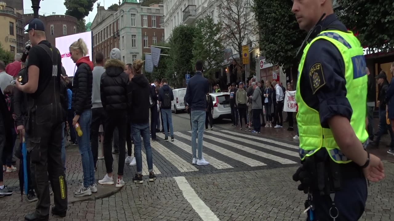 Jimmie Åkesson håller torgmöte. Stortorget i Helsingborg 30 Aug. 2018