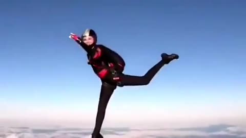 Skydiver close-up aerial swivel splits