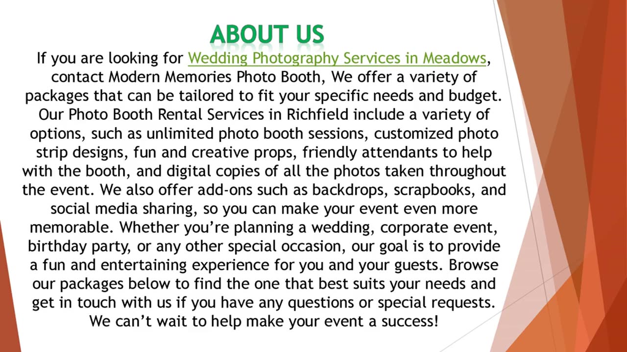 If you are looking for Wedding Photography Services in Meadows