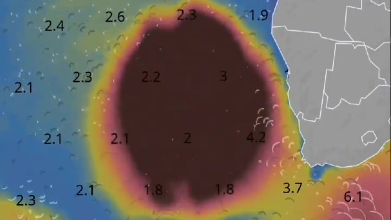 An Anomaly in the ocean to the west of Africa. Size- bigger than Texas