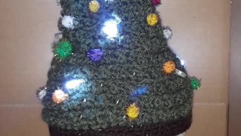 crocheted Christmas tree hat