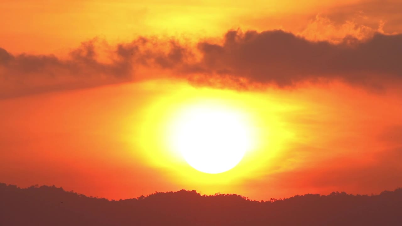 Bright orange sky at sunrise