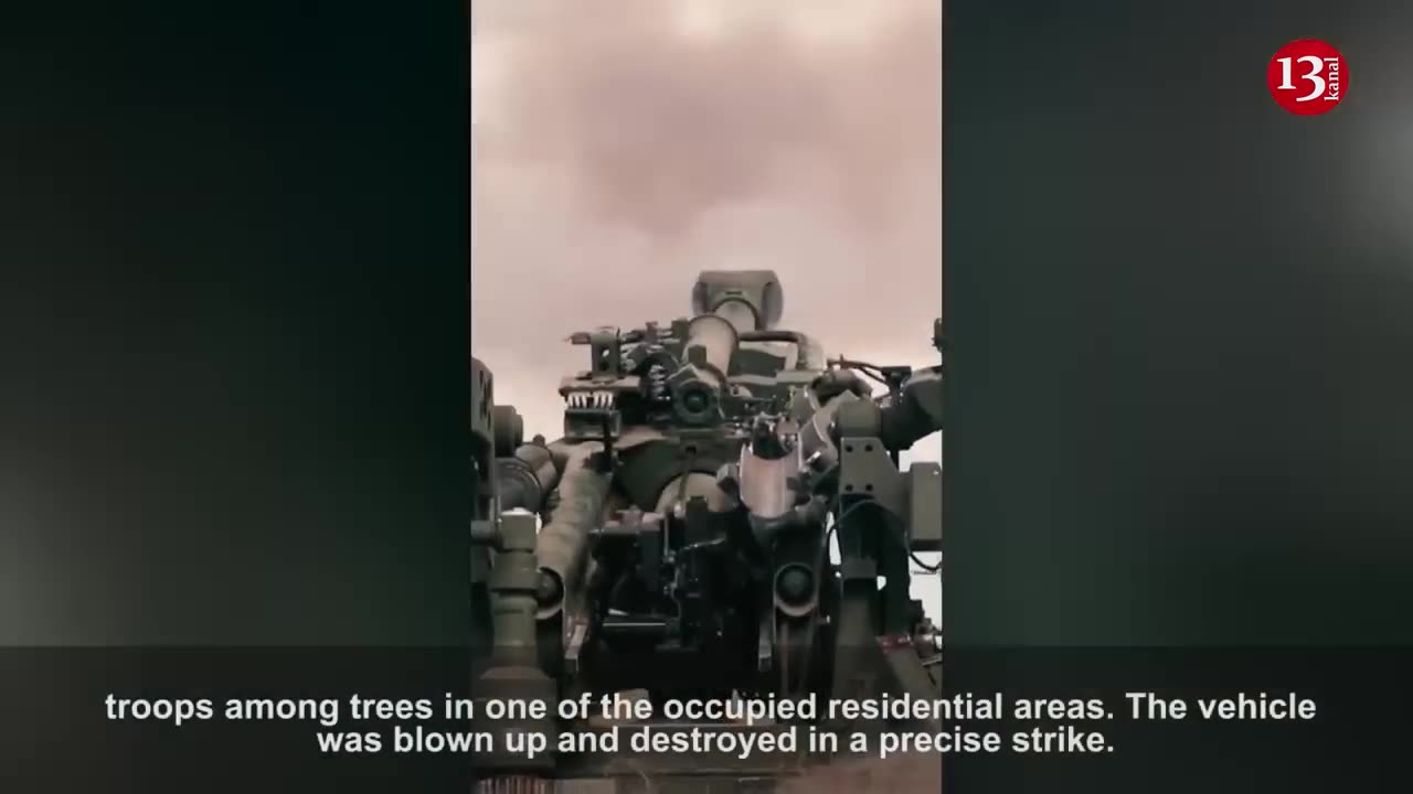 Command-staff car hidden by Russians among trees was blown up in a precise strike
