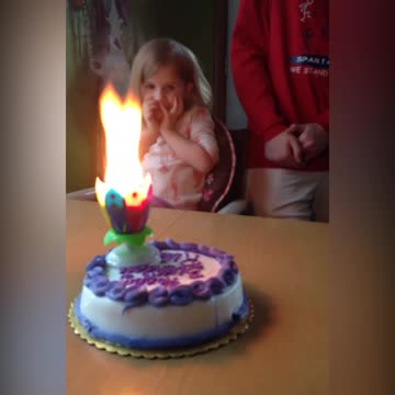 Little Girl's Birthday Cake Candles Becomes A Wild Blaze