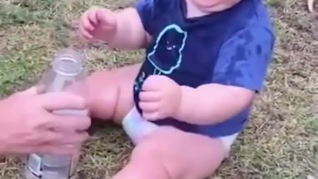 Funny baby video playing