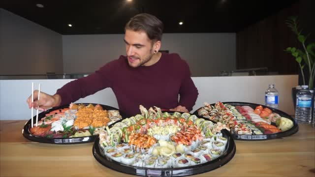 WORLDS BIGGEST SUSHI CHALLENGE | Impossible Food Challenge | Huge Sushi Platter | Man Vs Food