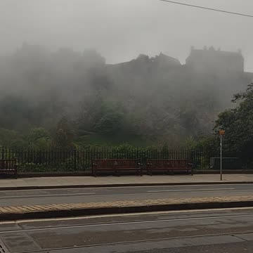 Short view for Edinburgh city in fog time