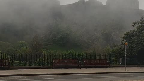 Short view for Edinburgh city in fog time