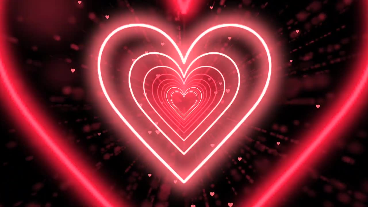 089. Neon Lights Love Heart Tunnel Background❤️Red Heart Heart Background corazones blanco y negro