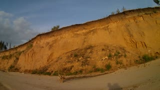 Walking along the beach with a dog