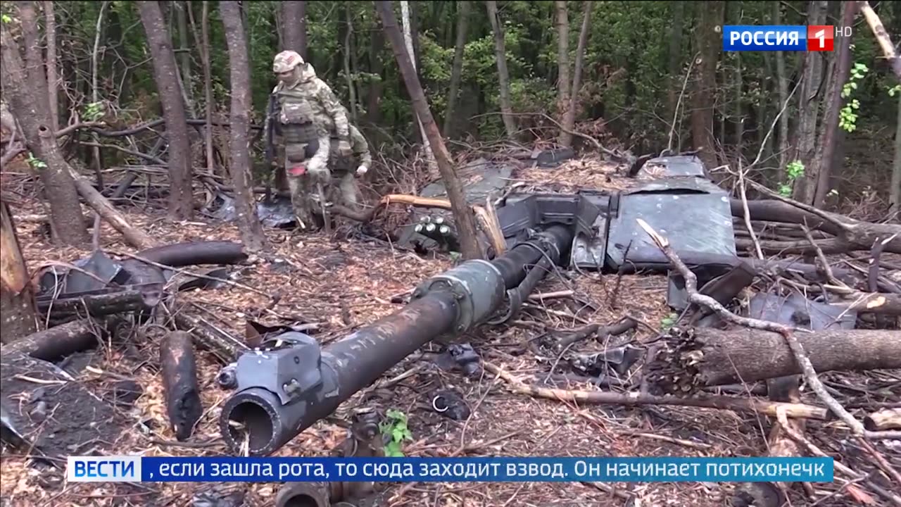 Destroyed Ukrainian Challenger 2 made by Britain in the Kursk region