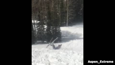 People ski ramp faceplant