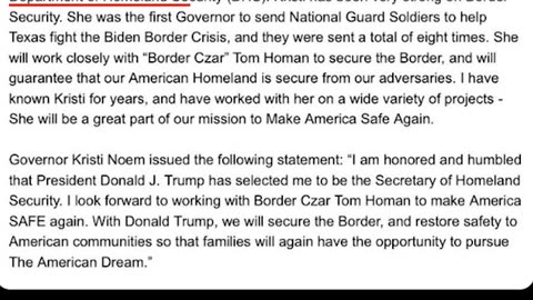 川普的国土安全部长人选克里斯蒂-诺姆二十多年来一直致力于制定对抗中共国的政策