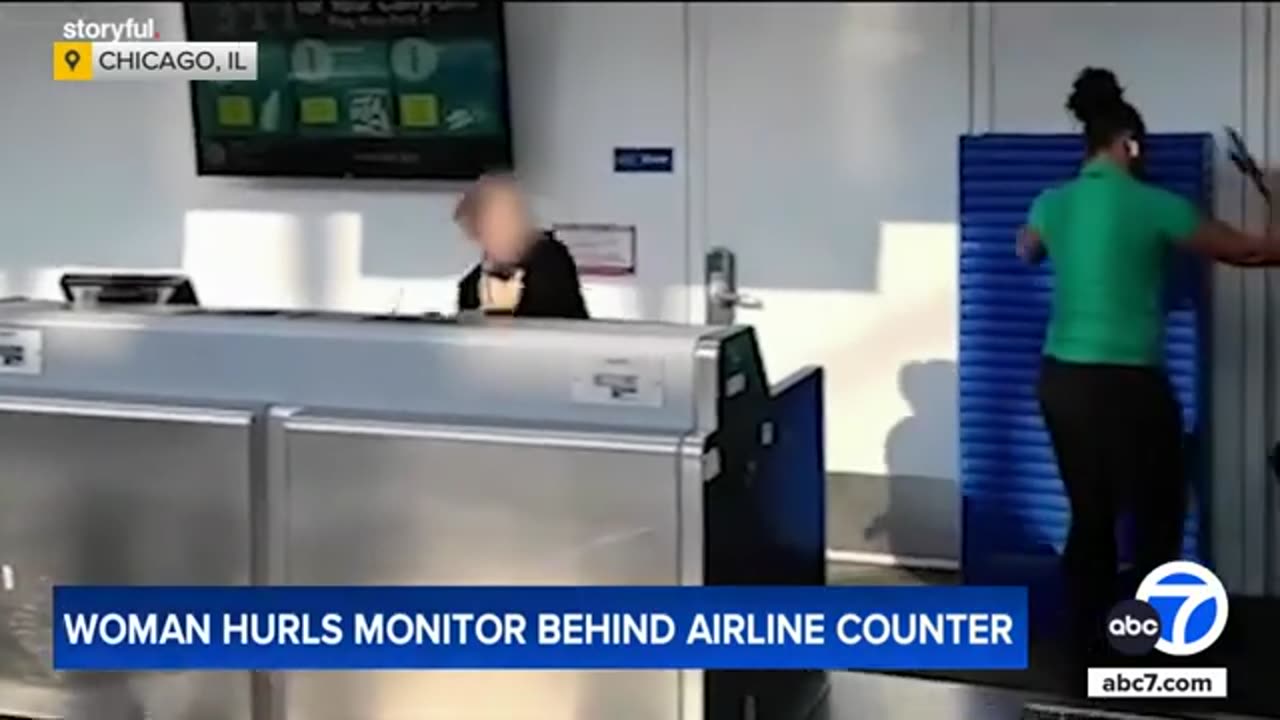 Woman hurls computer monitor at Frontier Airlines staff in Chicago airport