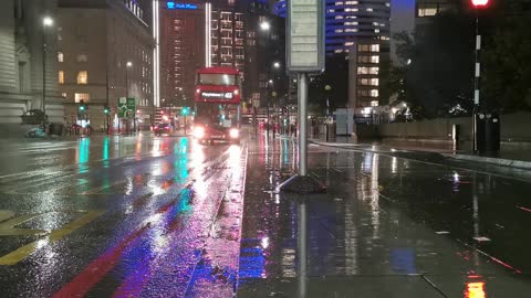 rainy night in central london