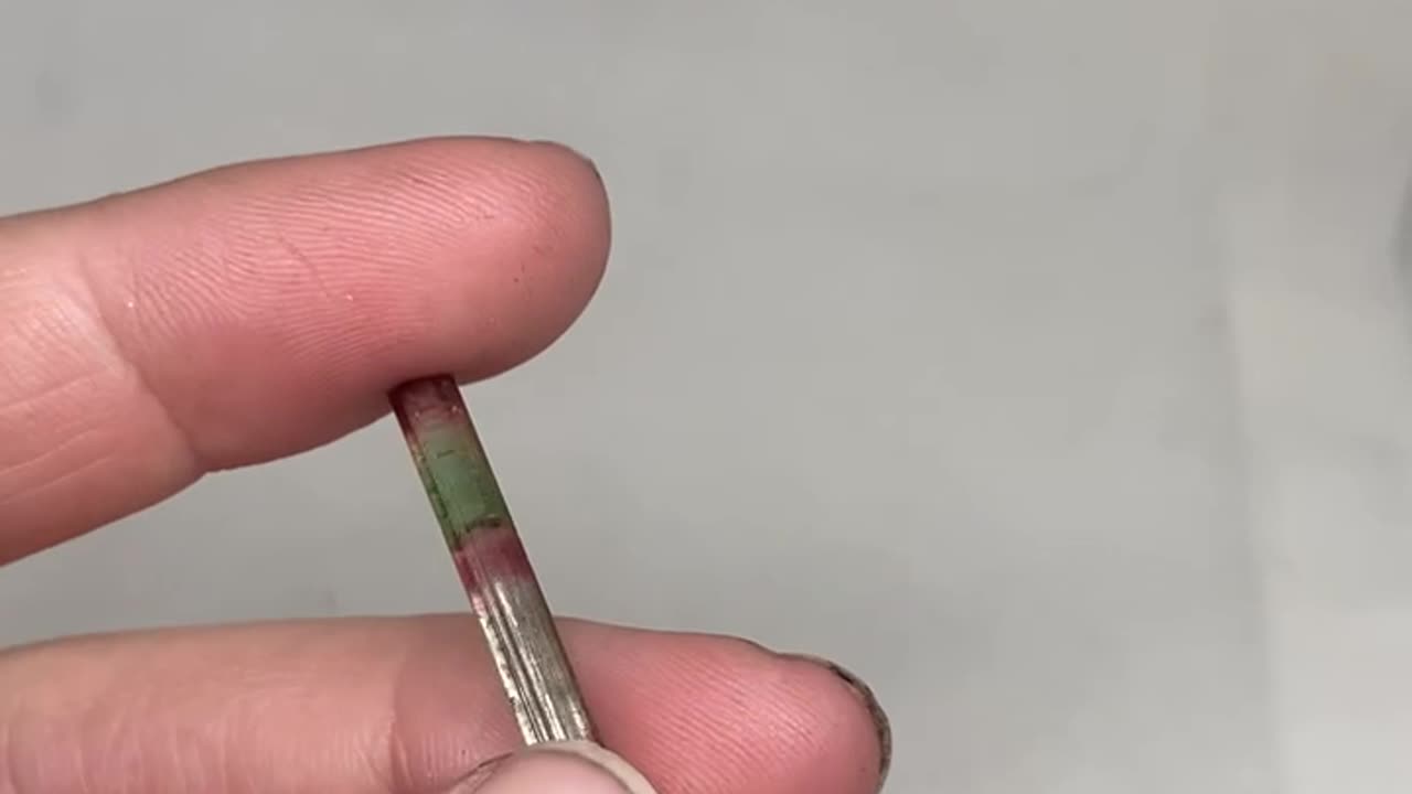 Extremely rare tourmaline tri color red green clear repeating pattern