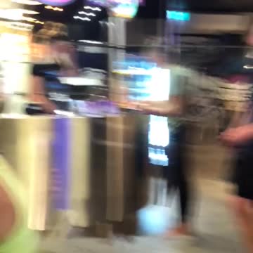 Man at starbucks without shoes on