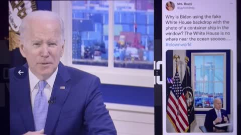 Why is Fake Joe Biden acting like a news anchor on a set?