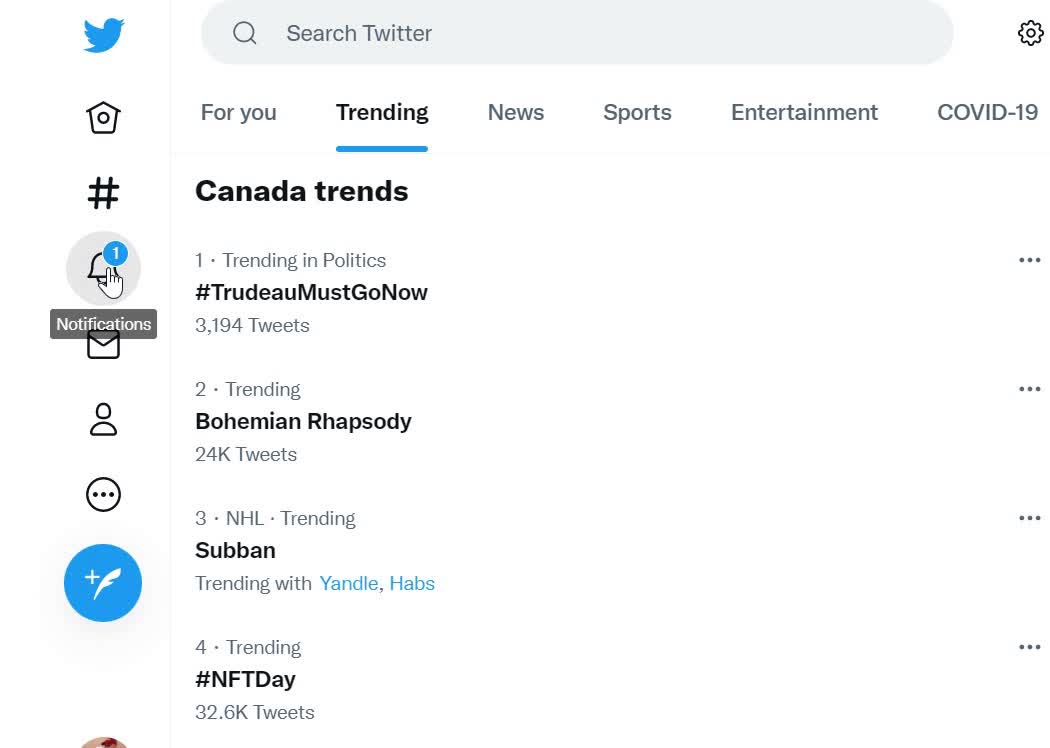 WOW Twitter caught in real time suppressing #TrudeauMustGo hashtag, Twitter algorithm making twitter employees look like fools. #twitterfrauds trending number 1 with 3100 tweets and trending number 2 with 24000 tweets