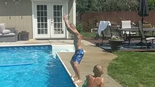 Trying to teach William how to dive